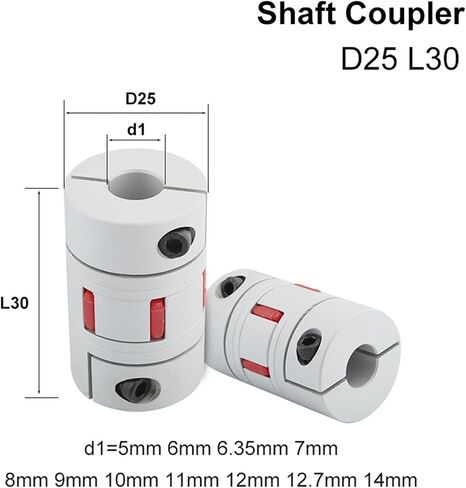 D25 L30 الألومنيوم CNC محرك مخلب رمح مرنة اقتران المسمار اتصال التوصيل ناعم 5/6/6.35/7/8/9/10/11/12 مم 1pcs (D10x12) in Saudi Arabia