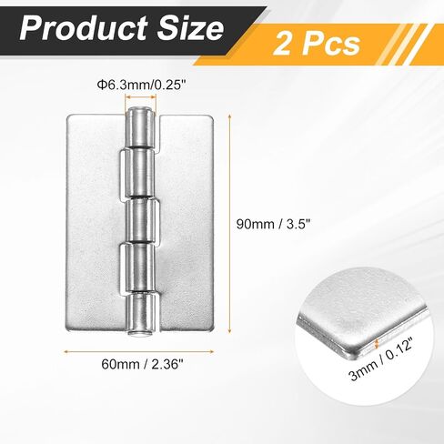 uxcell 2 حزمة مفصلات قابلة لللحام ، 3.5 "× 2.36" × 0.12 "لحام على مفصلات بوت 304 مفصلات معدنية قابلة للطي من الفولاذ المقاوم للصدأ لأبواب المقطورة ، والفضة in Saudi Arabia
