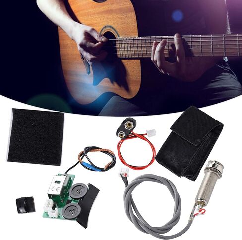 Guitar Tail Nail Pickup, EQ DIY Guitar Accessory Acoustic Guitar Pickup System with Low Battery Indicator Plug and Play Combined Battery Box with Preamplifier for VT1 in Saudi Arabia