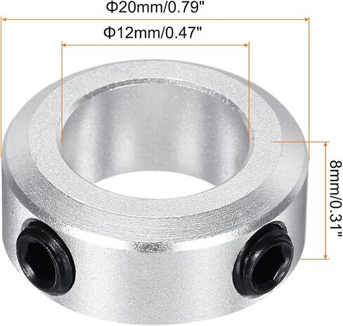 MECCANIXITY Shaft Collar 10mm/ 3/8 Inch Bore Aluminum Set Screw Style Clamping Collars Silver 2 Pcs in Saudi Arabia
