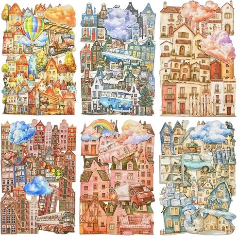 60pcs Secret in the Sistcase Series Paper Scrapbook Stickers ، Troue Guide Tour Landmark Stickers Kit for Scrapbooking ، Junk Journal ephemera ، DIY Crafts Journaling Supplies in Kuwait