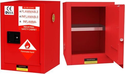 24 Gallon Flammable Storage Cabinet, 35'' x 23'' x 23'' Fire-Cabinet with ESD Grounding Cable, Alloy Steel Hazardous Storage Cabinets, Flammable Safety Cabinet for Chemical Industrial Garage Storage in Saudi Arabia