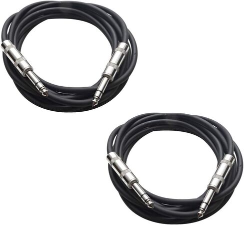 Seismic Audio - SATRX-10-2 Pack of 10' 1/4" TRS Male to 1/4" TRS Male Patch Cables - Balanced - 10 Foot Patch Cord - Black and Black in Saudi Arabia