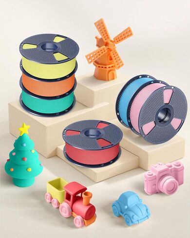 SUNLU High Speed Matte PLA Filament, Smooth PLA Matte 3D Printer Filament Bundle, 2kg in Total, 0.25kg Spool, 8 Packs, Black+White+Grey+Chocolate+Sky Blue+Olive Green+ Sunny Orange+Sakura Pink in Kuwait