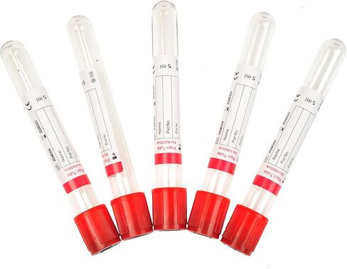 Veterinary Lab Vacuum Blood Collection Coagulation Tubes No Additive Tube Blood Collection Tube Pet Supplies, 5ml Red 100pcs in Kuwait