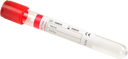 Veterinary Lab Vacuum Blood Collection Coagulation Tubes No Additive Tube Blood Collection Tube Pet Supplies, 5ml Red 100pcs in Kuwait