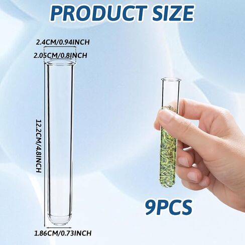 9 Pcs Clear Test Tubes, Plastic Test Tubes for Hydroponic Plants Cutting Office Home Decoration in Saudi Arabia