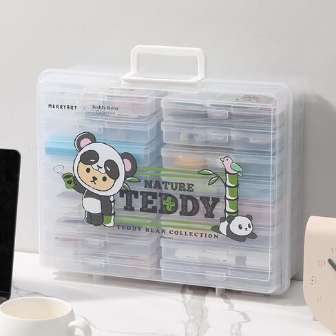 novelinks 4" x 6" Photo Storage Box Photo Case with Handle-16 Inner Photo Keeper Photo Organizer Picture Storage Containers Box (Camping Style Teddy Bear) in Kuwait