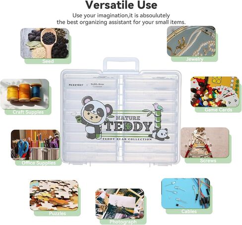 novelinks 4" x 6" Photo Storage Box Photo Case with Handle-16 Inner Photo Keeper Photo Organizer Picture Storage Containers Box (Camping Style Teddy Bear) in Kuwait