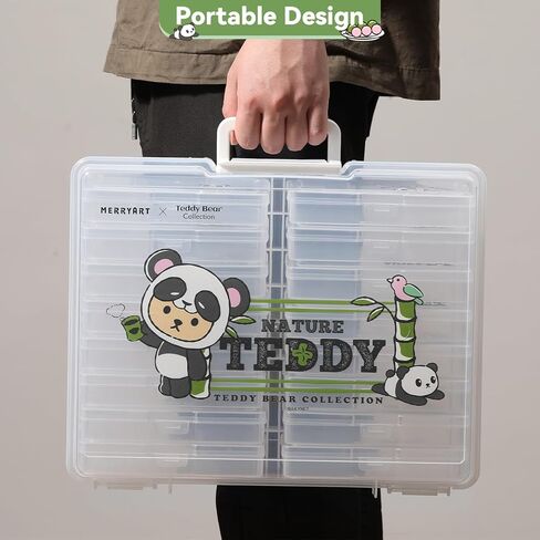 novelinks 4" x 6" Photo Storage Box Photo Case with Handle-16 Inner Photo Keeper Photo Organizer Picture Storage Containers Box (Camping Style Teddy Bear) in Kuwait