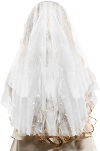 Jaciya 4-Layer Pearl Wedding Veil - Bridal Veil for Brides & Bachelorette Parties - Bachelorette Party Favors in Saudi Arabia