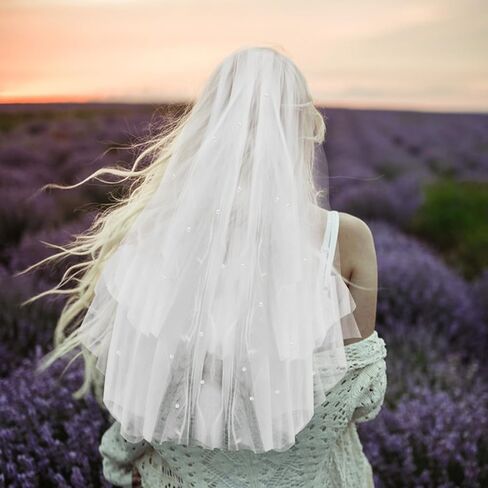 Jaciya 4-Layer Pearl Wedding Veil - Bridal Veil for Brides & Bachelorette Parties - Bachelorette Party Favors in Saudi Arabia