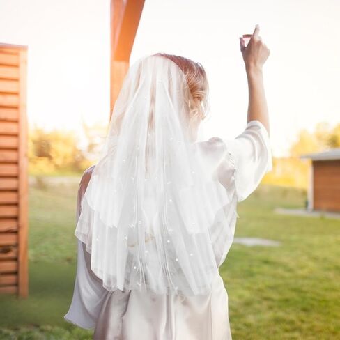 Jaciya 4-Layer Pearl Wedding Veil - Bridal Veil for Brides & Bachelorette Parties - Bachelorette Party Favors in Saudi Arabia