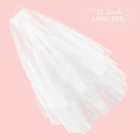 Jaciya 4-Layer Pearl Wedding Veil - Bridal Veil for Brides & Bachelorette Parties - Bachelorette Party Favors in Saudi Arabia