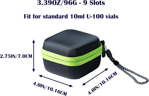 Insulin Peptide Vials Fridge Organizers, Fits Standard 10ml U-100 Vials,Not Fit Tall Vial,Orange Zipper and Black,7 Slots in Kuwait