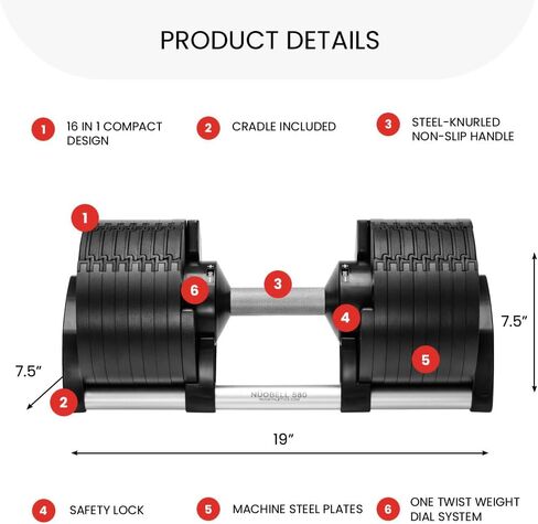 NUOBELL Adjustable Dumbbells 5-80 lbs: Replace 16 Sets, Ideal for Home Gym Weight Bench & Press in Kuwait