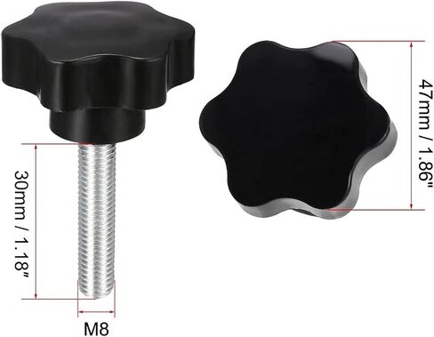 Clamping Screw Knob, 50mm Dia Plum Hex Shaped Grips Star Knob M8 X 16mm Male Thread in Saudi Arabia
