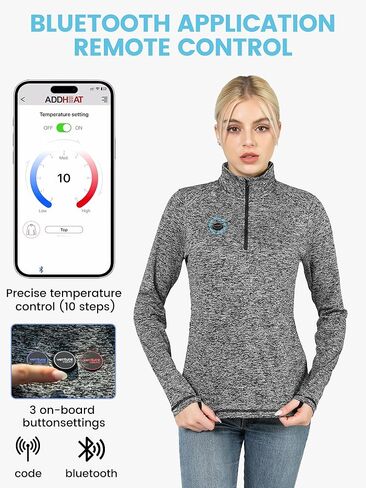 Women's Heated Shirt with Battery Included - High Powered Self Warming Thermal Layer, Stretch Mid Layer in Kuwait