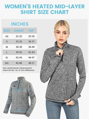 Women's Heated Shirt with Battery Included - High Powered Self Warming Thermal Layer, Stretch Mid Layer in Kuwait