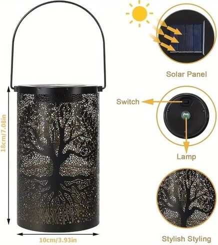 Solar Outdoor Waterproof Lantern - Solar Desk Lamp WithMetal Decoration, Suitable for Desk, Terrace, Lawn, Courtyard,Path, Landscape, Backyard, Garden, Art Decoration(Size:Tree of Life) in Saudi Arabia