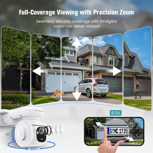 2.5K 4MP 4G LTE Cellular Security Camera Solar Power Wireless Outdoor, 24/7 Recording No Need WiFi, 360° Live View, Includes SIM & 64GB SD Card, Color Night Vision in Saudi Arabia
