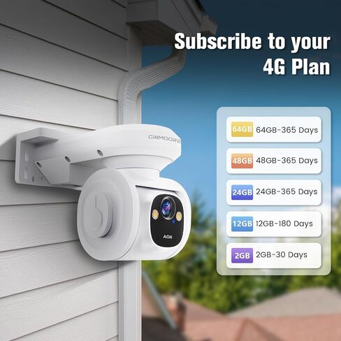 2.5K 4MP 4G LTE Cellular Security Camera Solar Power Wireless Outdoor, 24/7 Recording No Need WiFi, 360° Live View, Includes SIM & 64GB SD Card, Color Night Vision in Saudi Arabia