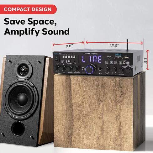 Pyle Wireless Bluetooth Stereo Power Amplifier - 200W Dual Channel Sound Audio Stereo Receiver System w/ RCA, USB, SD, MIC IN, FM Radio, For Home Theater Entertainment via RCA, Studio Use - PDA29BU in Saudi Arabia