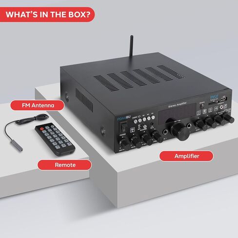 Pyle Wireless Bluetooth Stereo Power Amplifier - 200W Dual Channel Sound Audio Stereo Receiver System w/ RCA, USB, SD, MIC IN, FM Radio, For Home Theater Entertainment via RCA, Studio Use - PDA29BU in Saudi Arabia