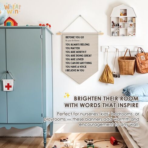 Wheatwin Kids Room Decor, Motivational Have Courage and Be Kind Wall Hanging Pennant Flag Banner, Inspirational Wall Decor for Kids Toddler Nursery Bedroom Playroom 15x11 Inch in Kuwait