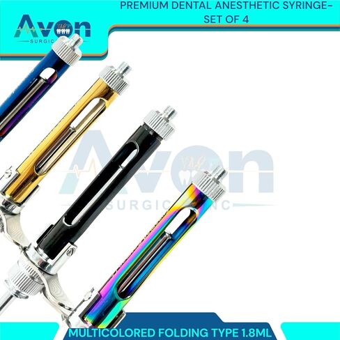مجموعة من 4pcs - محقنة قابلة للطي مخدر للأسنان ، 1.8 مل - حزمة متعددة الألوان | أسود ، أزرق ، ذهبي ، قوس قزح | الأدوات التلقائية in Kuwait
