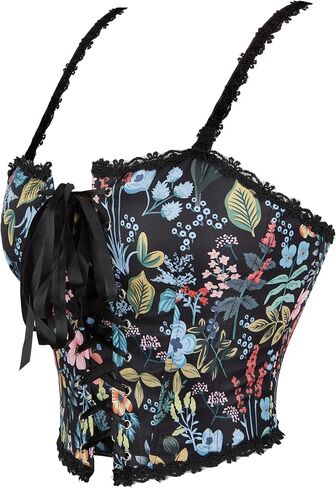 Women's Corset Top Bustier Renaissance - Vintage Lace Up Floral Print Corset Bodyshaper Boned Overbust in Saudi Arabia