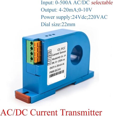 CAARLA Current Transmitter 200A dc 22mm Open Loop ac Current Sensor with 0-10V Output 12-28Vdc Power Output 4-20mA(DC Current Input,Input 0-200A) in Saudi Arabia