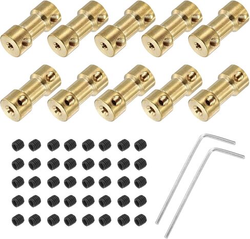 MECCANIXITY 5 Pack 2.3mm to 3mm Brass Shaft Coupling Joint Connector with Screws and Hex Wrench Flexible Motor Shaft Coupler for Car Wheels Tires Shaft Motor in Saudi Arabia