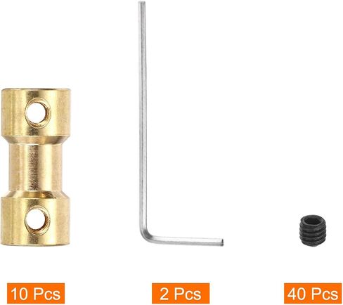 MECCANIXITY 5 Pack 2.3mm to 3mm Brass Shaft Coupling Joint Connector with Screws and Hex Wrench Flexible Motor Shaft Coupler for Car Wheels Tires Shaft Motor in Saudi Arabia