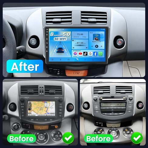 8Core 4+64G Upgrade Car Radio for Toyota RAV4 2007 2008 2009 2010 2011 2012: 9 inch 1280 * 800 HD Touchscreen Stereo with Wireless Carplay Android Auto 1080P Backup Camera Bluetooth GPS Navigation FM in Saudi Arabia
