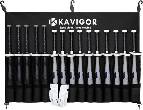 15-Bat Baseball/Softball Dugout Organizer - 900D Military-Grade Fabric & Reinforced Hooks, Holds Bats/Gloves on Fence in Kuwait