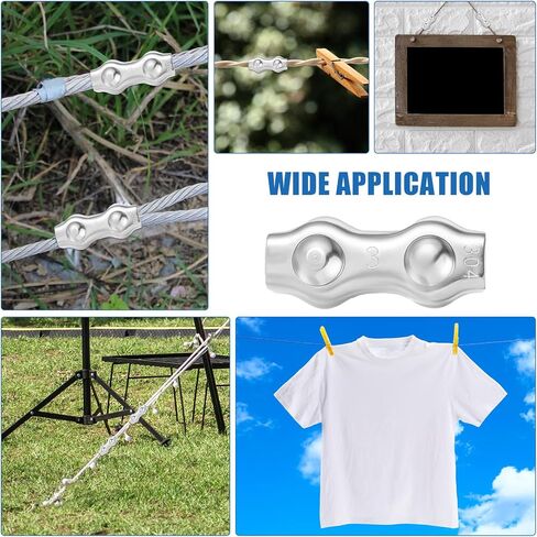مشابك الكابلات 12pcs 1/8 بوصات مشبك سلك M3 مقاطع حبل سلك الفولاذ المقاوم للصدأ ، M3 مزدوجة مزدوجة كابل الترباس لحبل الأسلاك 1/8 بوصة in Saudi Arabia