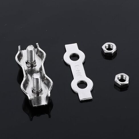 مشابك الكابلات 12pcs 1/8 بوصات مشبك سلك M3 مقاطع حبل سلك الفولاذ المقاوم للصدأ ، M3 مزدوجة مزدوجة كابل الترباس لحبل الأسلاك 1/8 بوصة in Saudi Arabia