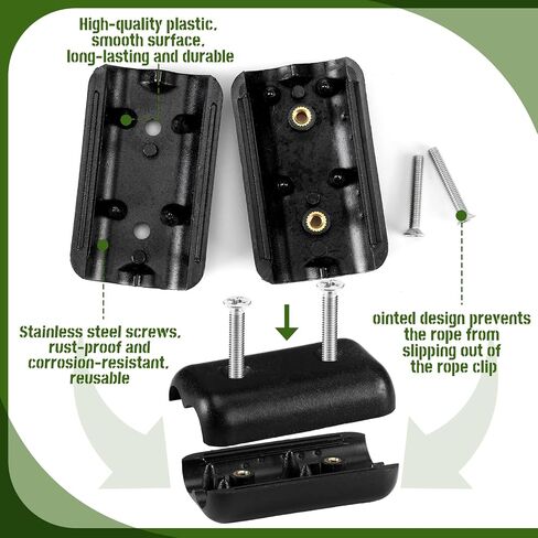 4 Pcs Double Rope Clamps Reusable Rope Clamp 1/2 Inch Plastic Cord Connector Suitable for 9-10 mm Double Nylon or Braided Cord in Saudi Arabia
