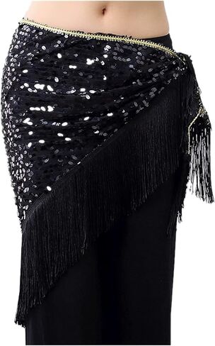 Dance Waist Chain 16 Colors Long Tassel Triangle Belts Belly Dance Hip Scarf Sequin Accessories in Kuwait