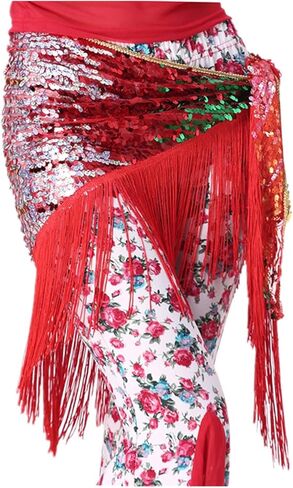 Dance Waist Chain 16 Colors Long Tassel Triangle Belts Belly Dance Hip Scarf Sequin Accessories in Kuwait
