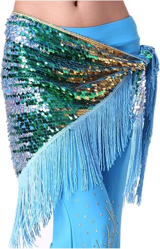 Dance Waist Chain 16 Colors Long Tassel Triangle Belts Belly Dance Hip Scarf Sequin Accessories in Kuwait