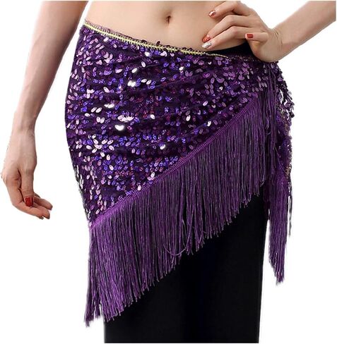 Dance Waist Chain 16 Colors Long Tassel Triangle Belts Belly Dance Hip Scarf Sequin Accessories in Kuwait