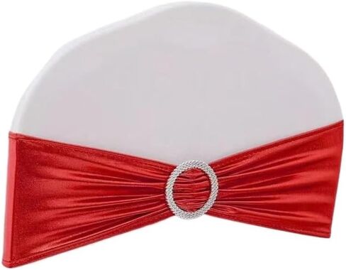 Chair Sashes Shiny Metallic Chair Knot Bands with Round Buckle for Party Banquet for Weddings﻿(Red,10 pcs) in Saudi Arabia