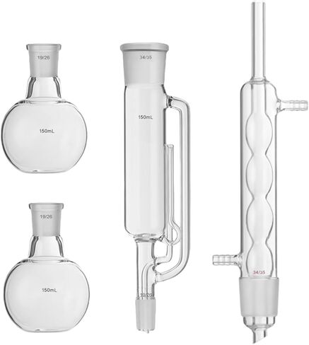 150ml 19/26 Glass Soxhlet Extractor Allihn Ball Shape Condenser Two 150ml Flat Bottom Flask in Saudi Arabia