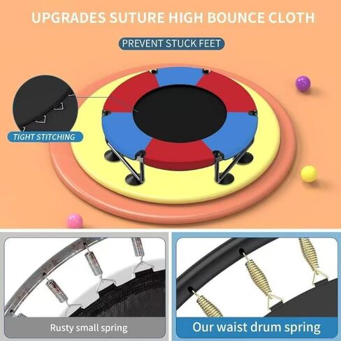 Trampoline for Kids, Upgrade Full Anti-Rust 440lbs Indoor Outdoor Toddler Trampoline with Net, 55" Adjustable Baby Toddler Trampolines Accessories with 8 Toys Dart Board in Saudi Arabia