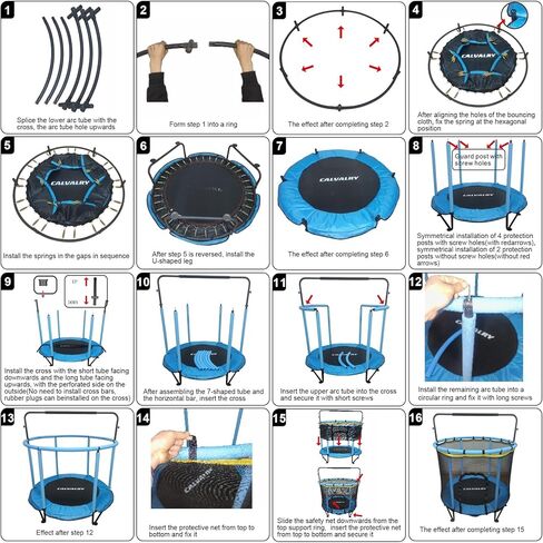 Trampoline for Kids, Upgrade Full Anti-Rust 440lbs Indoor Outdoor Toddler Trampoline with Net, 55" Adjustable Baby Toddler Trampolines Accessories with 8 Toys Dart Board in Saudi Arabia