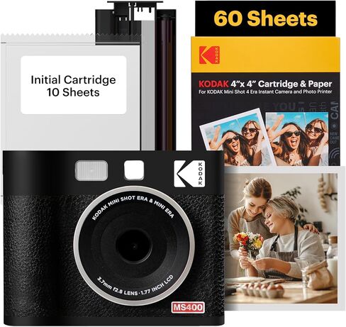 Kodak Mini Shot 4 Era 4Pass 2-in-1 Camera وطابعة الصور (4x4) (أسود ، كاميرا + 10 صفائح) in Kuwait