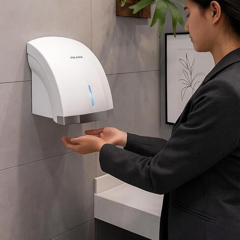 Hand Dryers for Bathrooms Commercial Silver Pack of 2 with 2 Pin Plug 110V Automatic Compact High Speed Air Wiper ADA Compliant for Industry Business Restrooms in Saudi Arabia