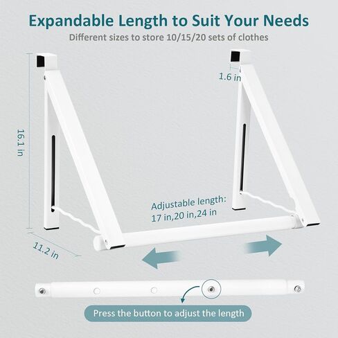 Over The Door Clothes Hanger, Foldable Over The Door Hanger, Over The Door Drying Rack for Coat, Space Saving Small Clothes Rack Door Hangers for Clothing, White in Kuwait